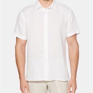 PERRY ELLIS Men's White Casual Button Down Shirt Size LG EUC